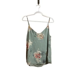 Babaton Light Blue Floral Blouse | Spaghetti Straps | Size Medium